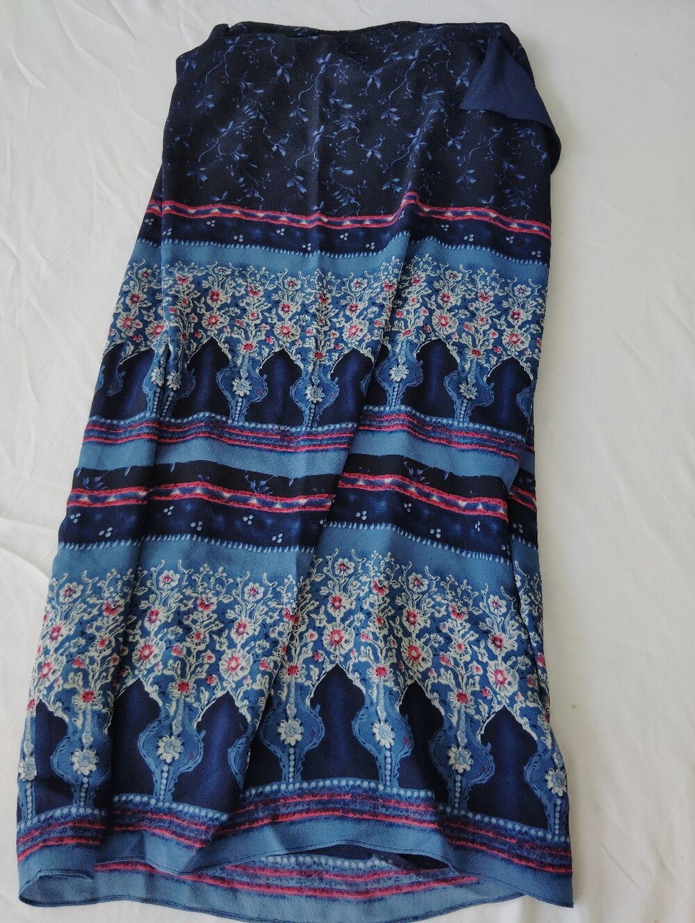 Dana Buchman Women’s Blue Patterned Wrap Around Skit 12
